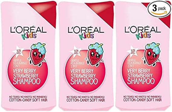 3 x 250ml Kids Strawberry Very Berry Extra 2 in 1 Gentle Shampoo Fruity Fragrance