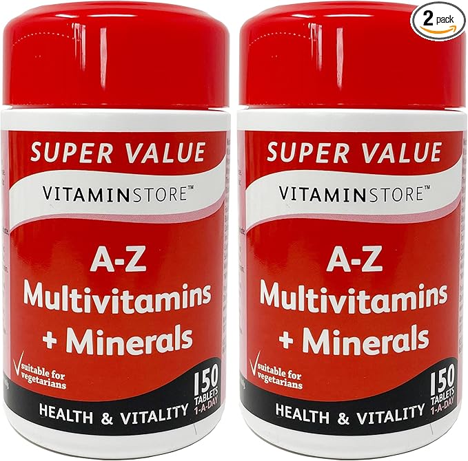 Vitamin Store A-Z Multivitamins & Minerals Food Supplement, 150 Tablets per Tub, Pack of 2 Tubs, 10 Months Supply