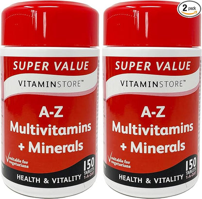 Vitamin Store A-Z Multivitamins & Minerals Food Supplement, 150 Tablets per Tub, Pack of 2 Tubs, 10 Months Supply