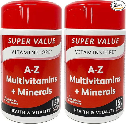 Vitamin Store A-Z Multivitamins & Minerals Food Supplement, 150 Tablets per Tub, Pack of 2 Tubs, 10 Months Supply